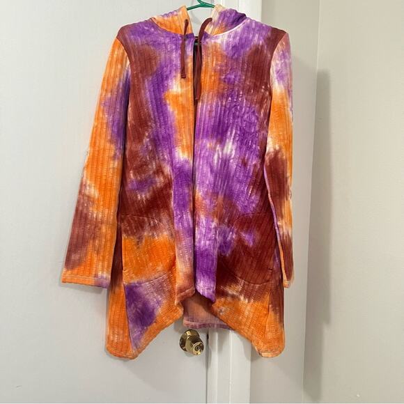LOGO by Lori Goldstein Marcee Tie-Dye Rib Knit Hoodie - Picture 4 of 9